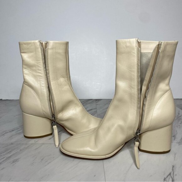 Aeyde Creamy Leather Heeled Bootie 37 / 7 - Picture 7 of 14